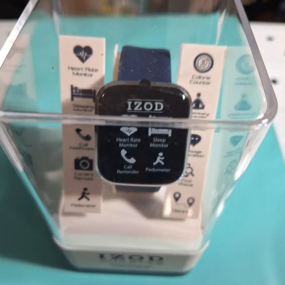 IZOD Unisex Smart Watch Plastic Strap in Silver and Navy One Size
